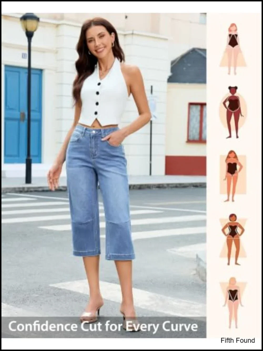 Mid Rise Straight Leg Capri Jeans Stretchy Denim Cropped Pants Summer